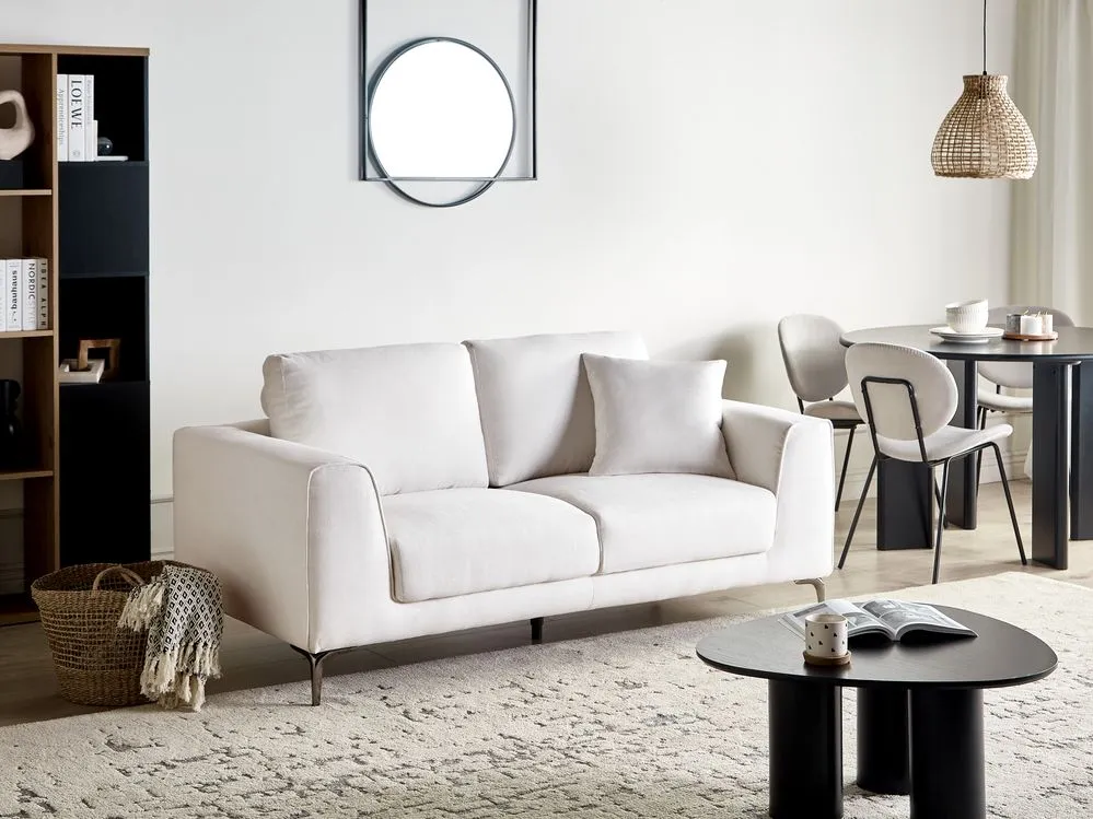 2 Seater Fabric Sofa White REINEN