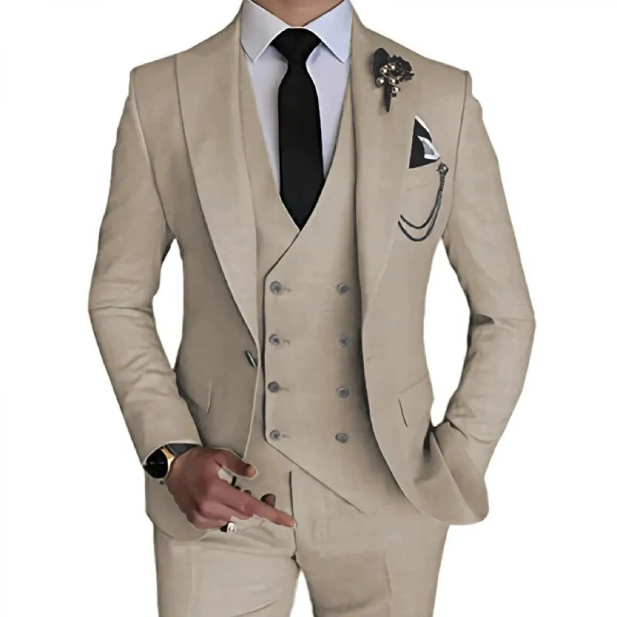 2023 Moda Nuovi Uomini Per il tempo libero Boutique Affari Colore solido Abito da sposa Cappotto Pantaloni Gilet 3 pezzi Set Abi