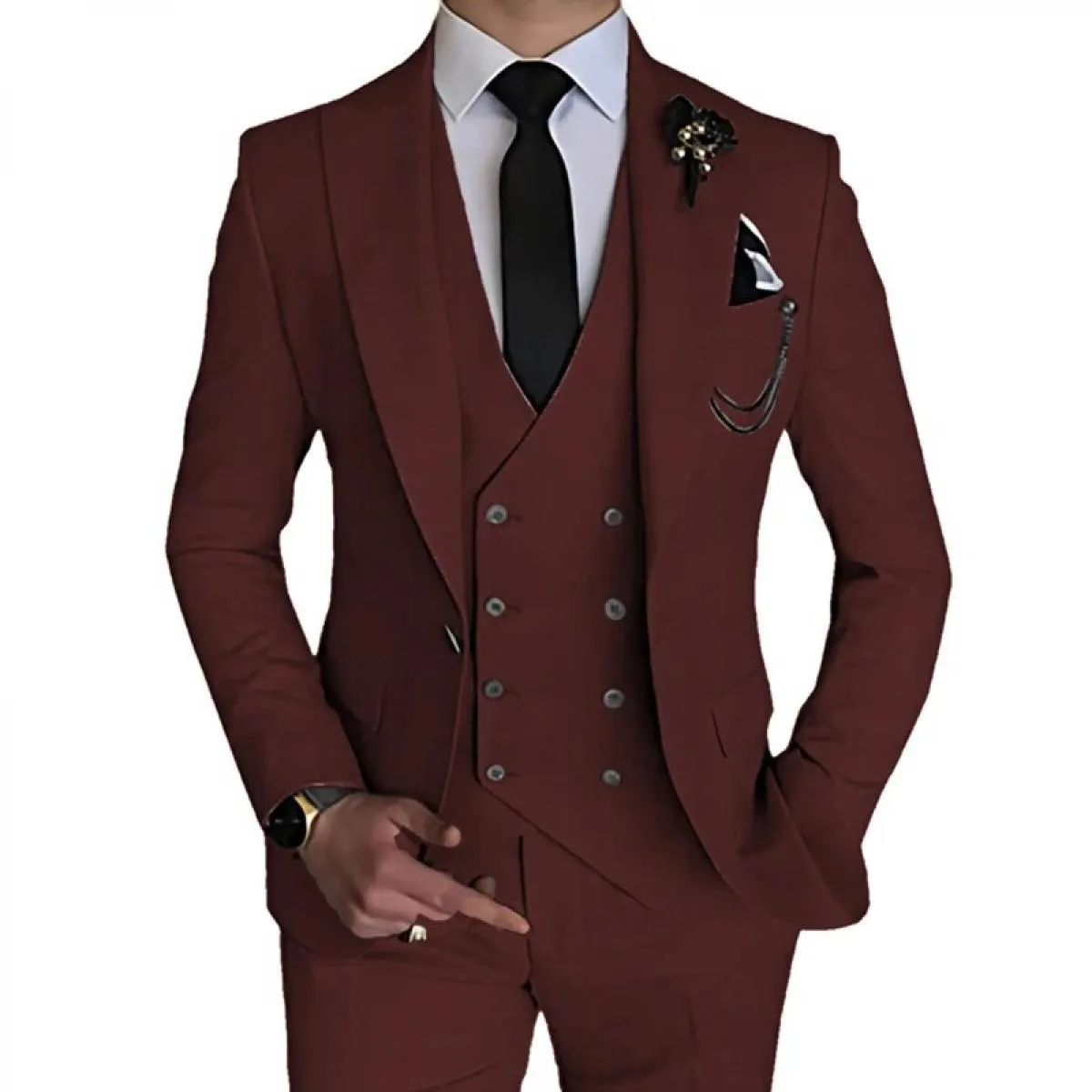 2023 Moda Nuovi Uomini Per il tempo libero Boutique Affari Colore solido Abito da sposa Cappotto Pantaloni Gilet 3 pezzi Set Abi