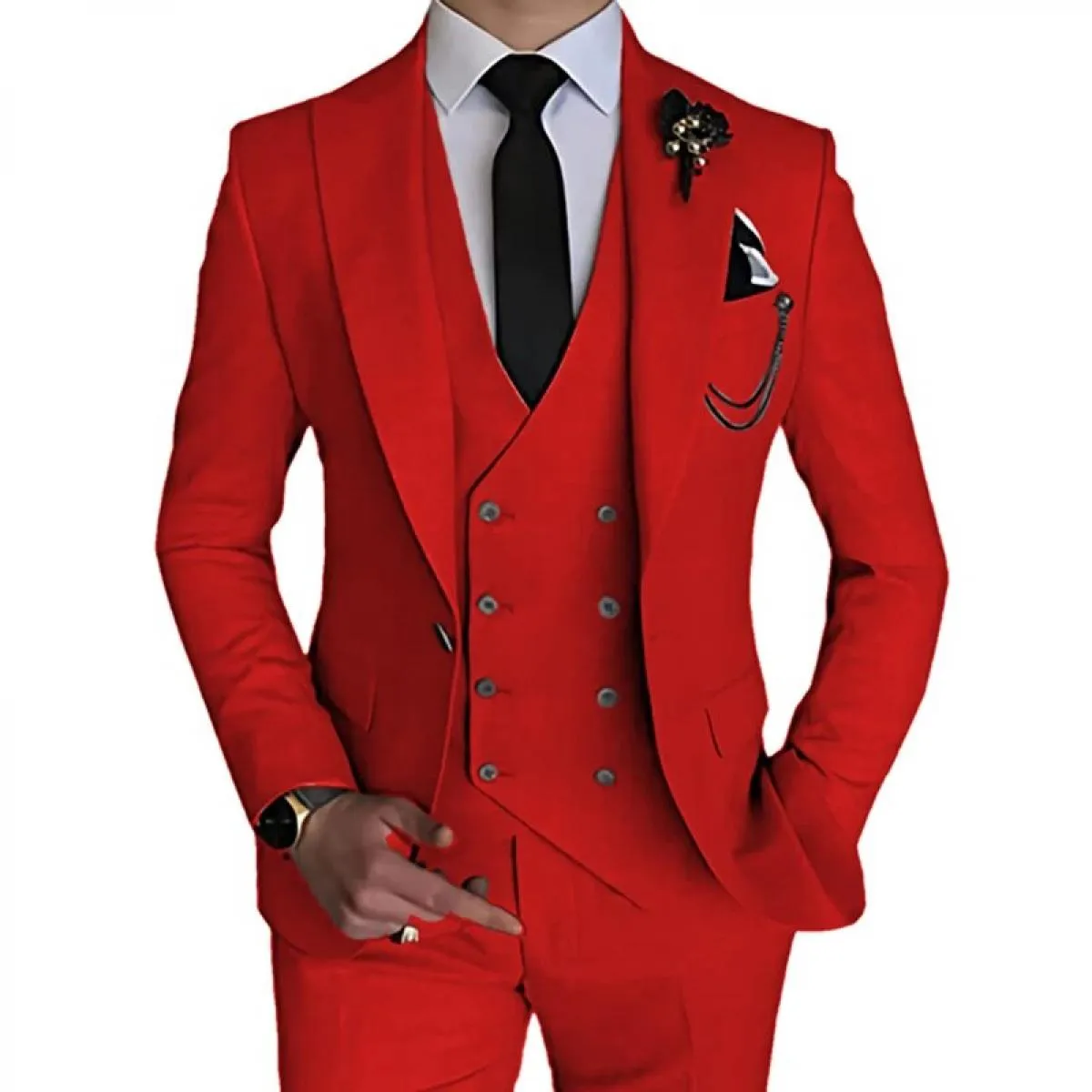 2023 Moda Nuovi Uomini Per il tempo libero Boutique Affari Colore solido Abito da sposa Cappotto Pantaloni Gilet 3 pezzi Set Abi
