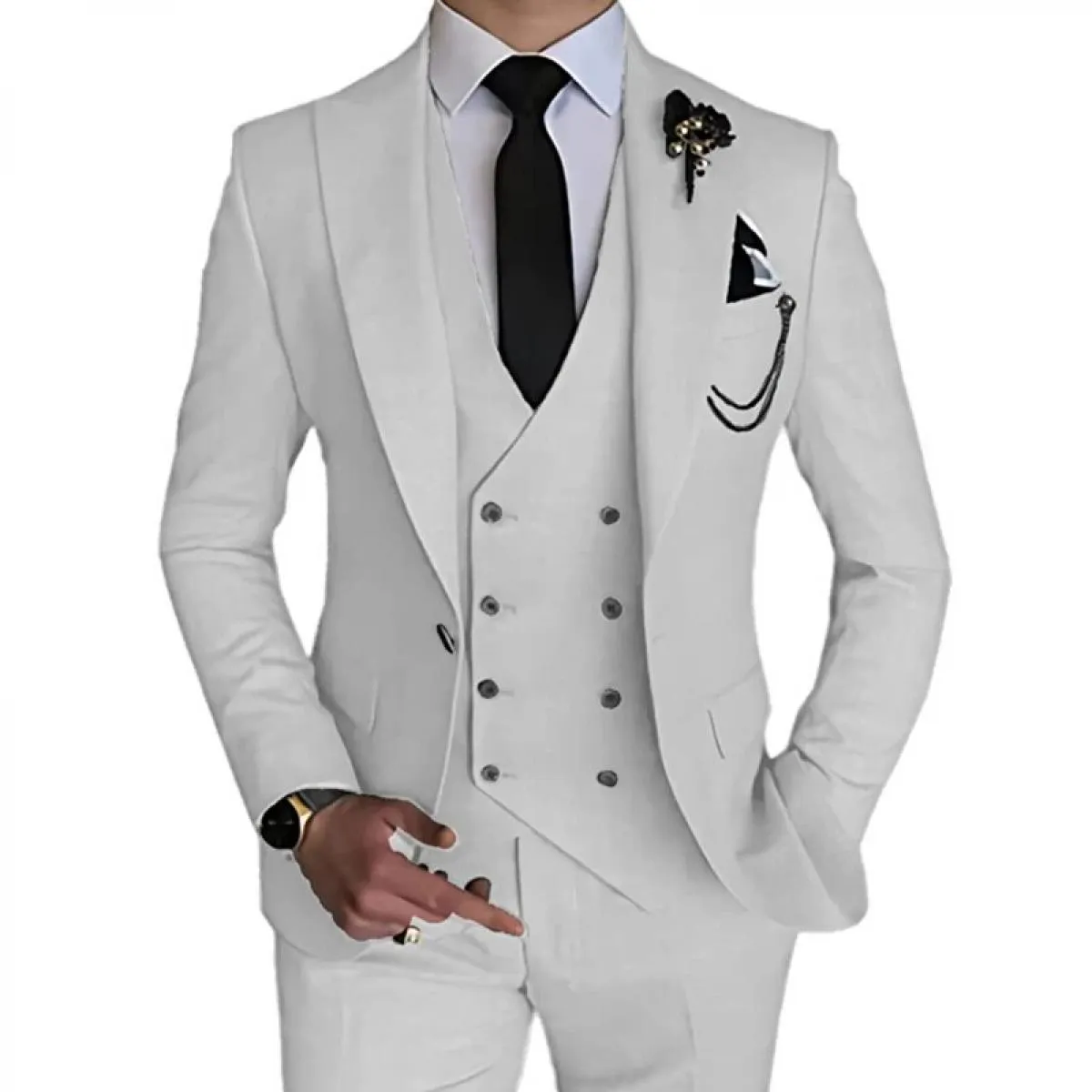 2023 Moda Nuovi Uomini Per il tempo libero Boutique Affari Colore solido Abito da sposa Cappotto Pantaloni Gilet 3 pezzi Set Abi