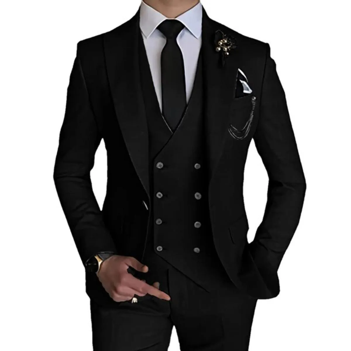 2023 Moda Nuovi Uomini Per il tempo libero Boutique Affari Colore solido Abito da sposa Cappotto Pantaloni Gilet 3 pezzi Set Abi