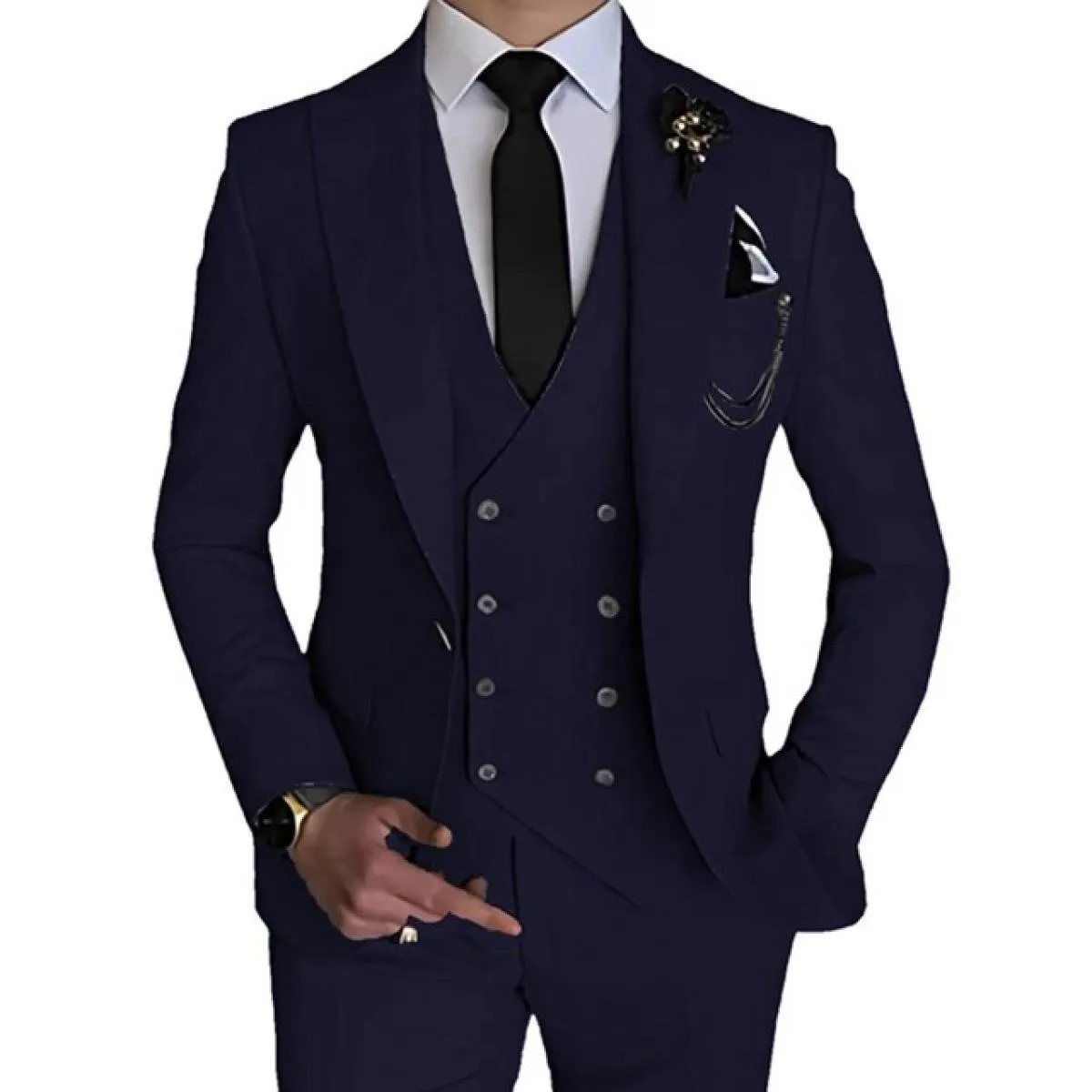 2023 Moda Nuovi Uomini Per il tempo libero Boutique Affari Colore solido Abito da sposa Cappotto Pantaloni Gilet 3 pezzi Set Abi
