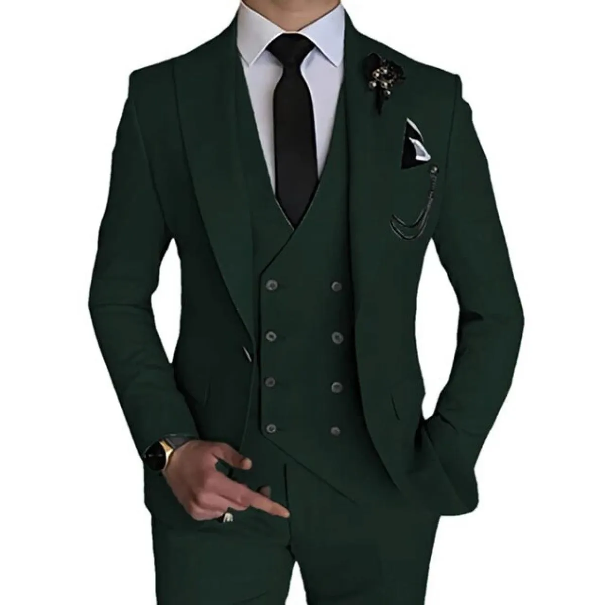 2023 Moda Nuovi Uomini Per il tempo libero Boutique Affari Colore solido Abito da sposa Cappotto Pantaloni Gilet 3 pezzi Set Abi