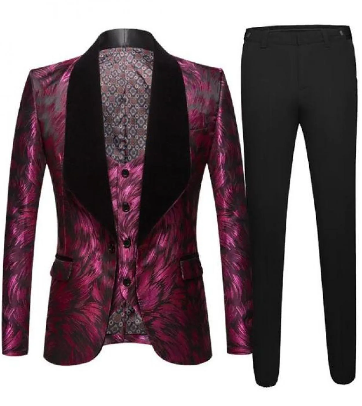 3 pezzi set abiti giacca gilet pantaloni  2022 moda uomo casual slim boutique banchetto abito fiore blazer cappotto pantaloni W