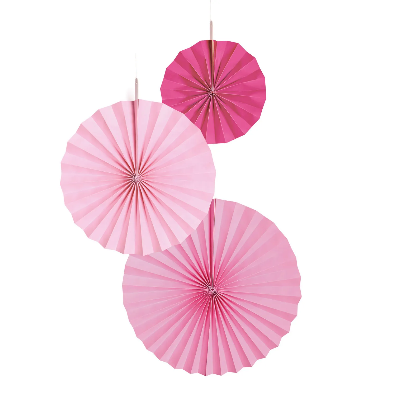 3 rosette di carta rosa lucida