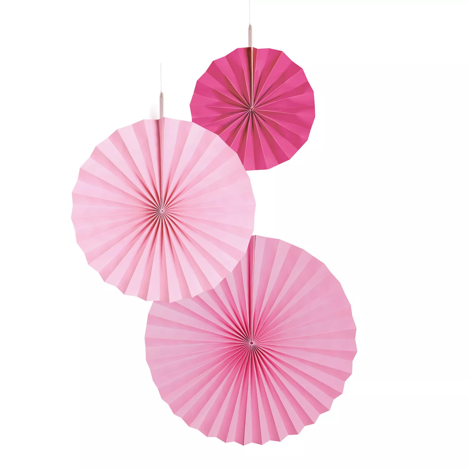 3 rosette di carta rosa lucida