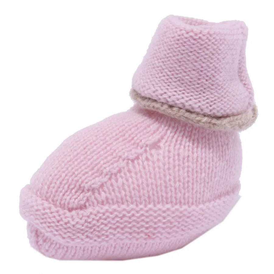 4123Y scarpine lana M. FERRARI pink wool newborn shoe girl