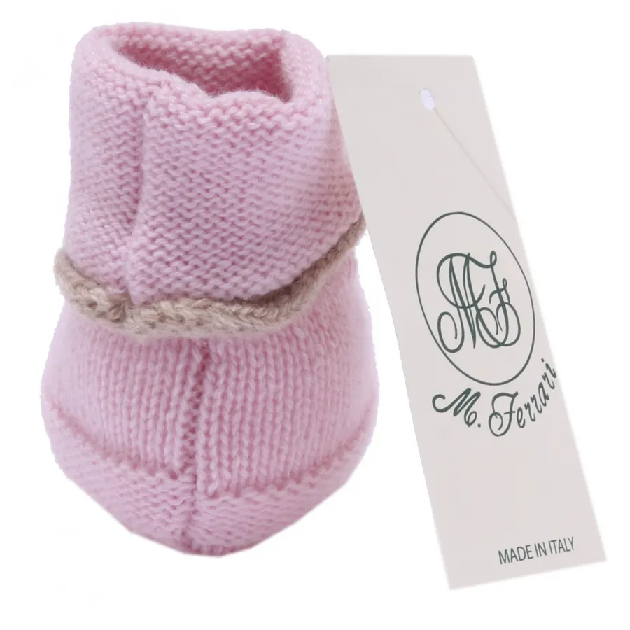 4123Y scarpine lana M. FERRARI pink wool newborn shoe girl