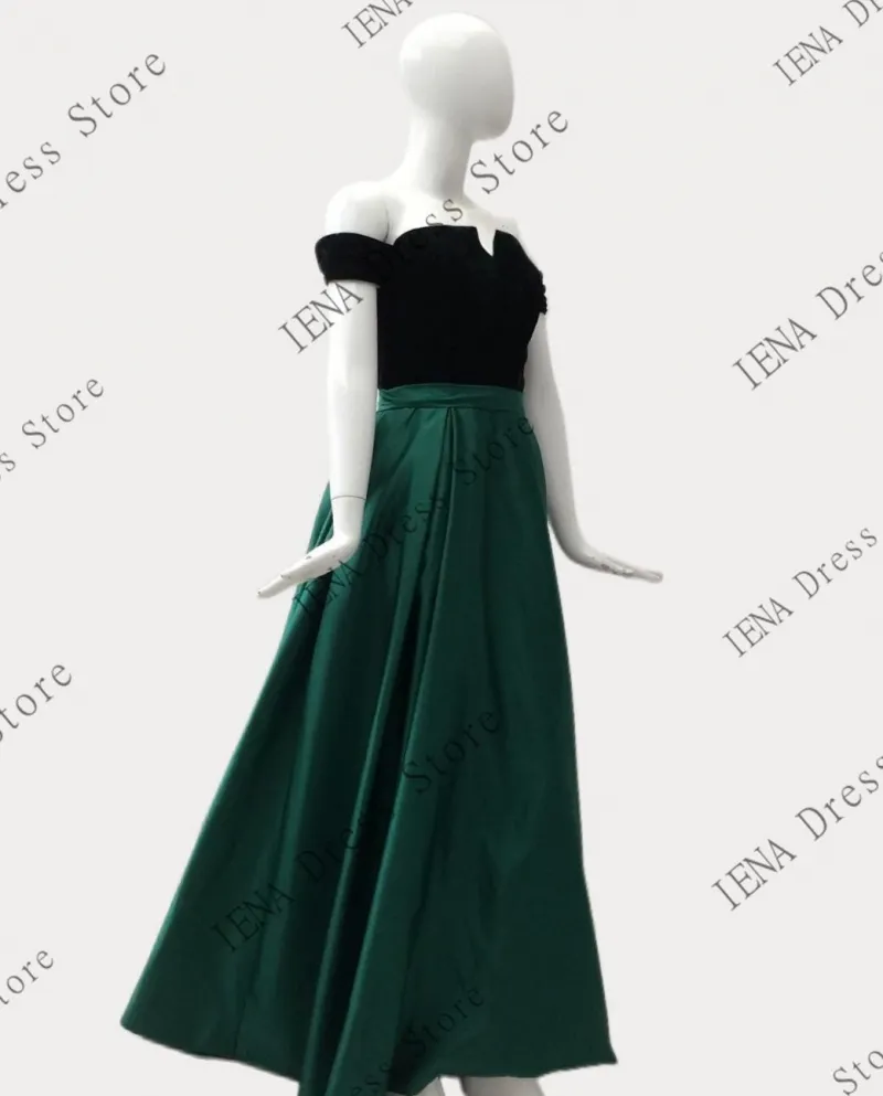 888elegante Off The Shoulder Velluto Vintage Piano Lunghezza scollo a barca Senza spalline Classico squisito abito da sera da d