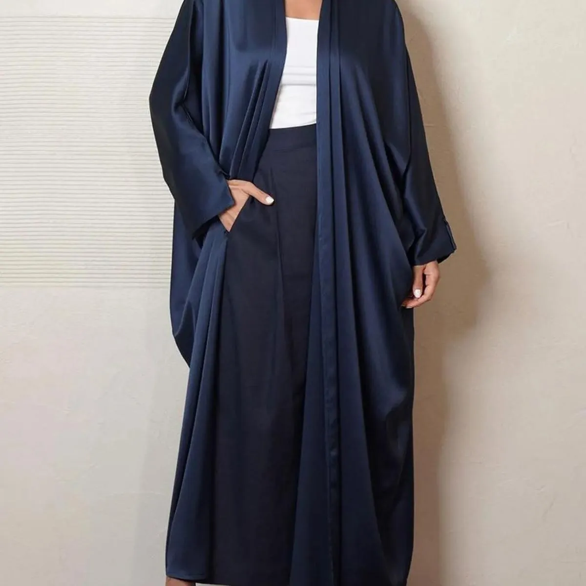 Abito cardigan Abaya Abito lungo in raso Moda Festa da sera Donna Musulmana Marocchino Caftano Jalabiya Islam Abbigliamento da d