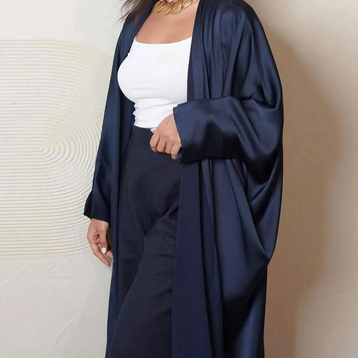 Abito cardigan Abaya Abito lungo in raso Moda Festa da sera Donna Musulmana Marocchino Caftano Jalabiya Islam Abbigliamento da d