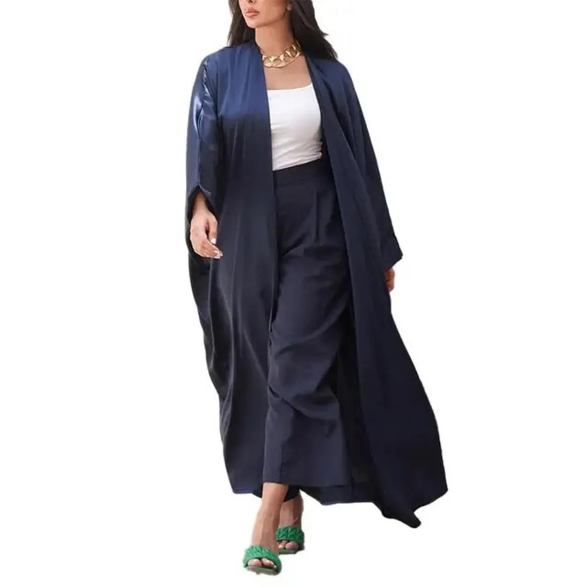 Abito cardigan Abaya Abito lungo in raso Moda Festa da sera Donna Musulmana Marocchino Caftano Jalabiya Islam Abbigliamento da d