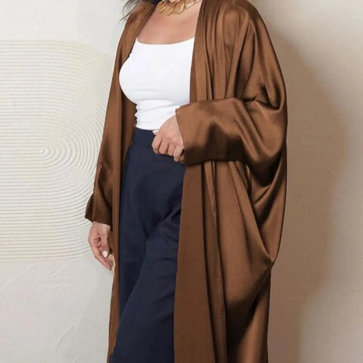Abito cardigan Abaya Abito lungo in raso Moda Festa da sera Donna Musulmana Marocchino Caftano Jalabiya Islam Abbigliamento da d