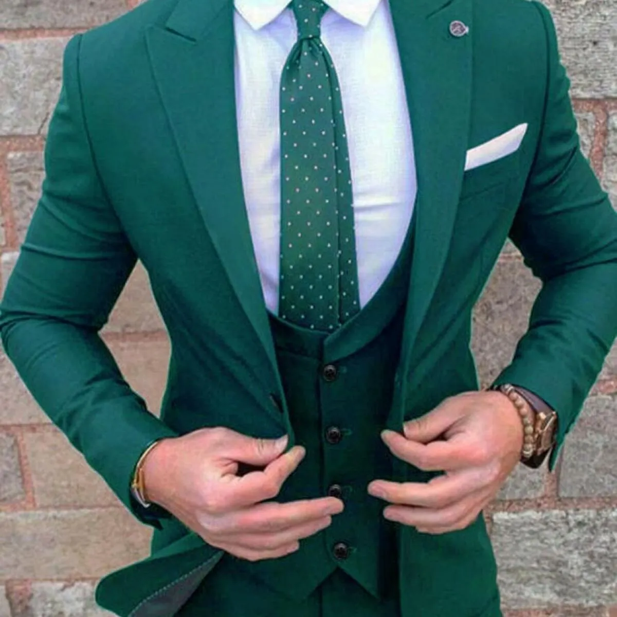 Abito da sposo smoking per uomo verde 3 pezzi abbigliamento da festa cena slim fit cappotto pantaloni blazer verde Hombre abiti
