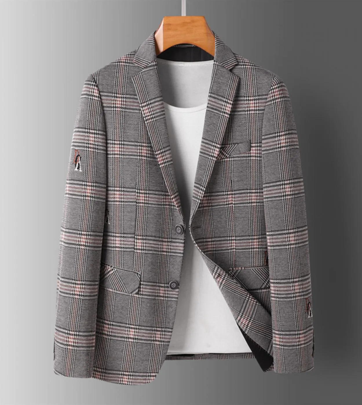 Abito da uomo autunnale scozzese da lavoro causale slim fit monopetto giacca a 2 bottoni cappotto maniche lunghe signori semplic
