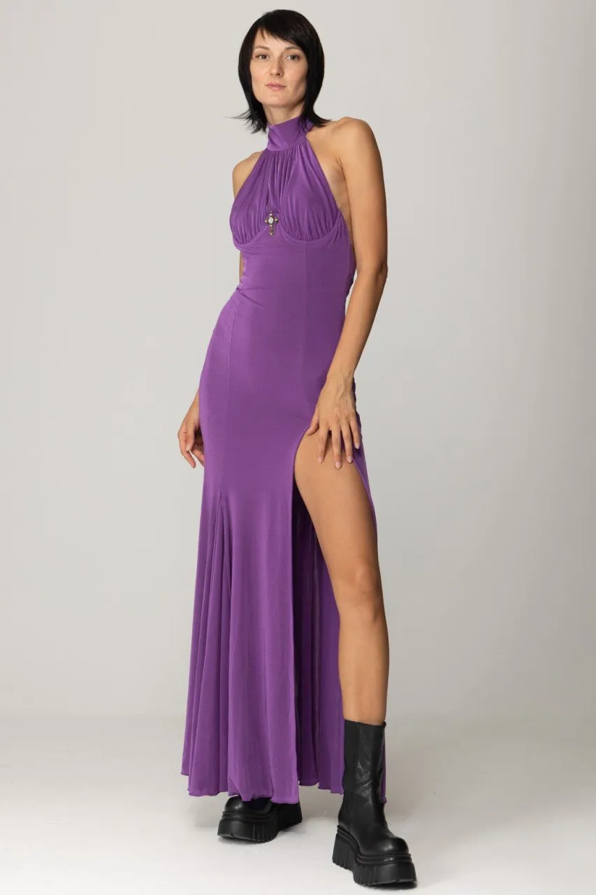 Abito lungo con spacco PURPLE RAIN