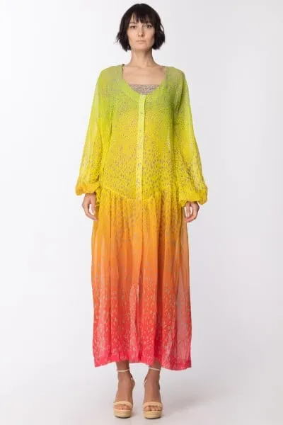 Abito lungo con stampa multicolor Fantasia