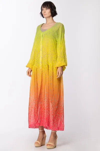 Abito lungo con stampa multicolor Fantasia