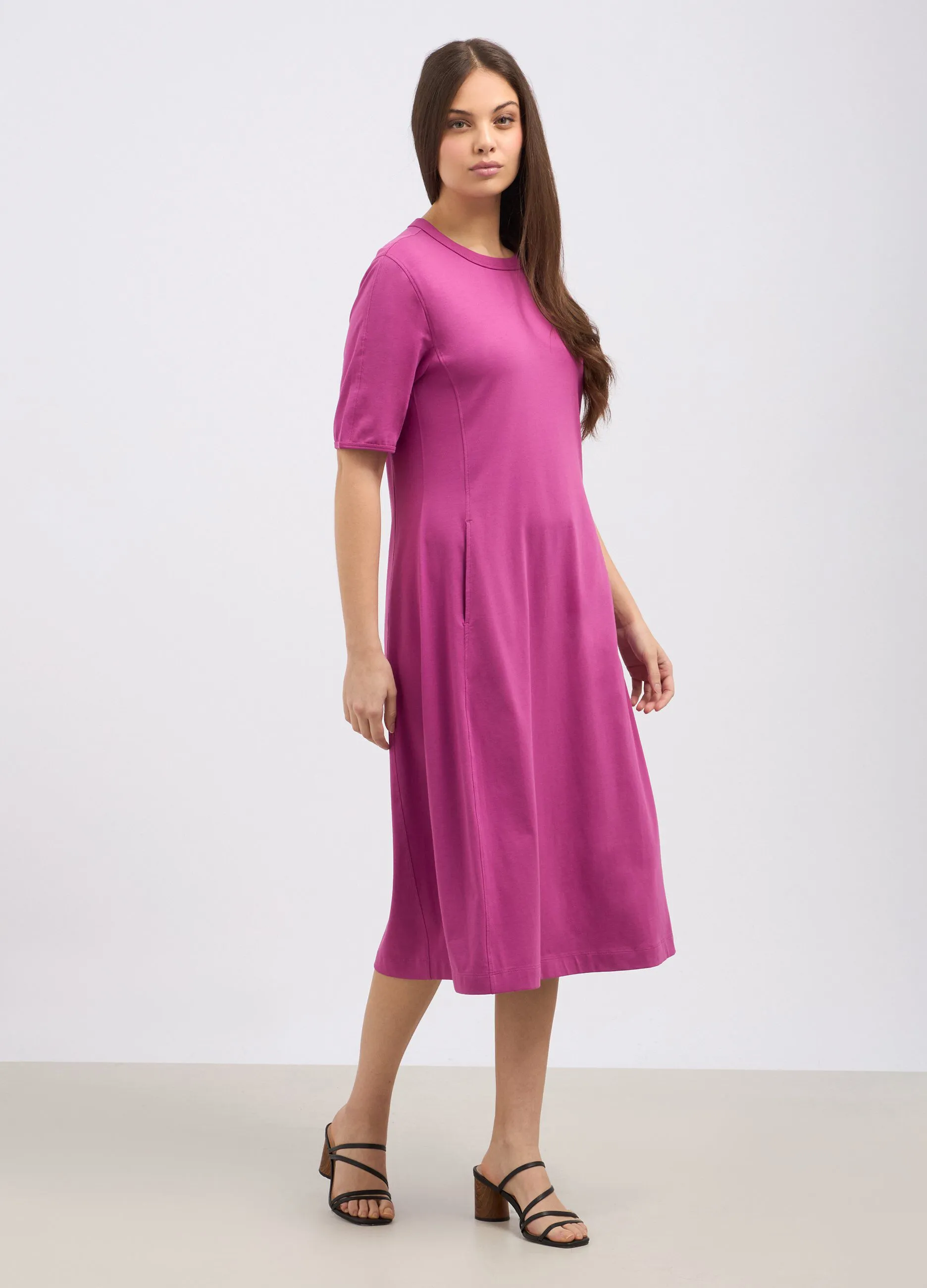 Abito lungo in cotone stretch donna