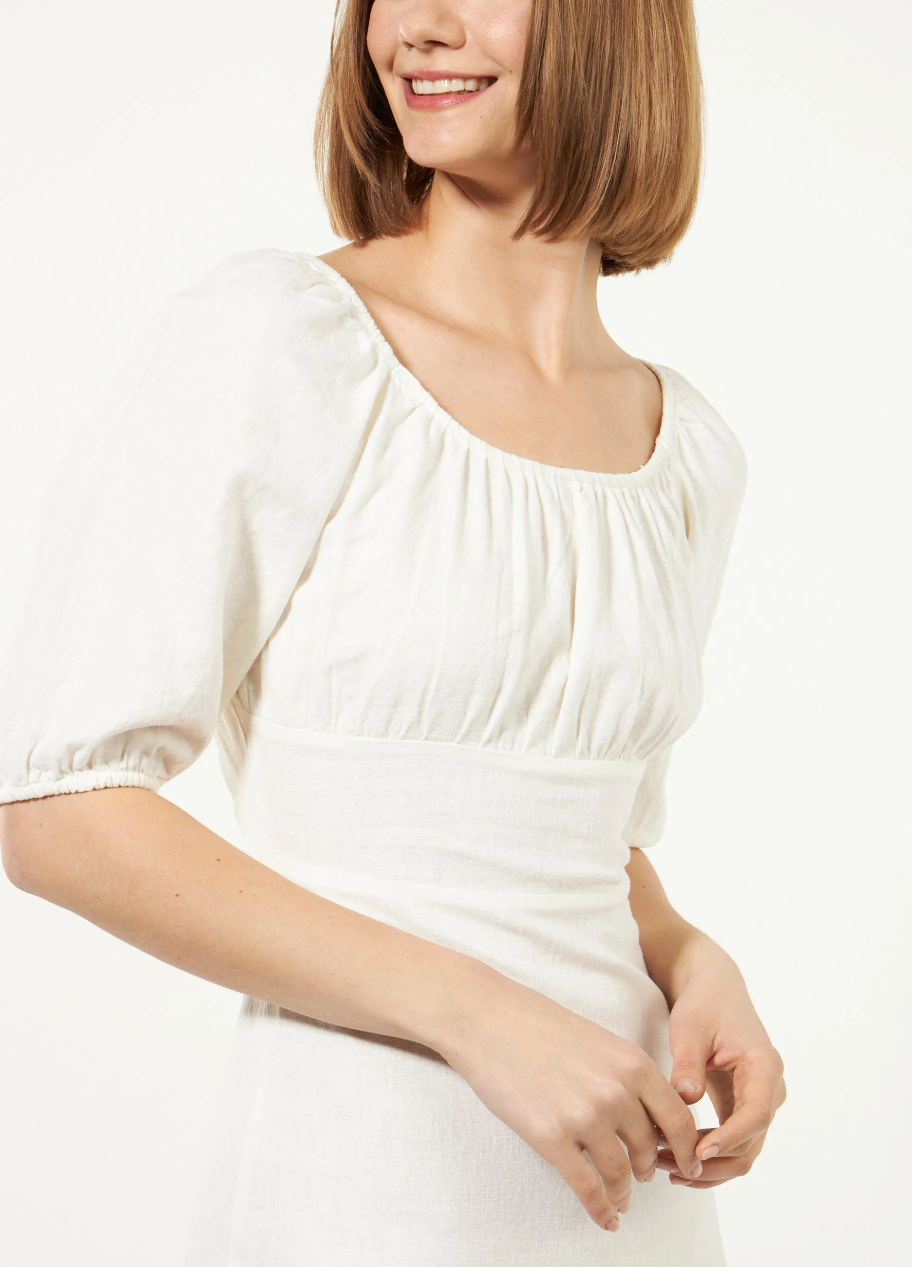 Abito lungo in misto lino donna