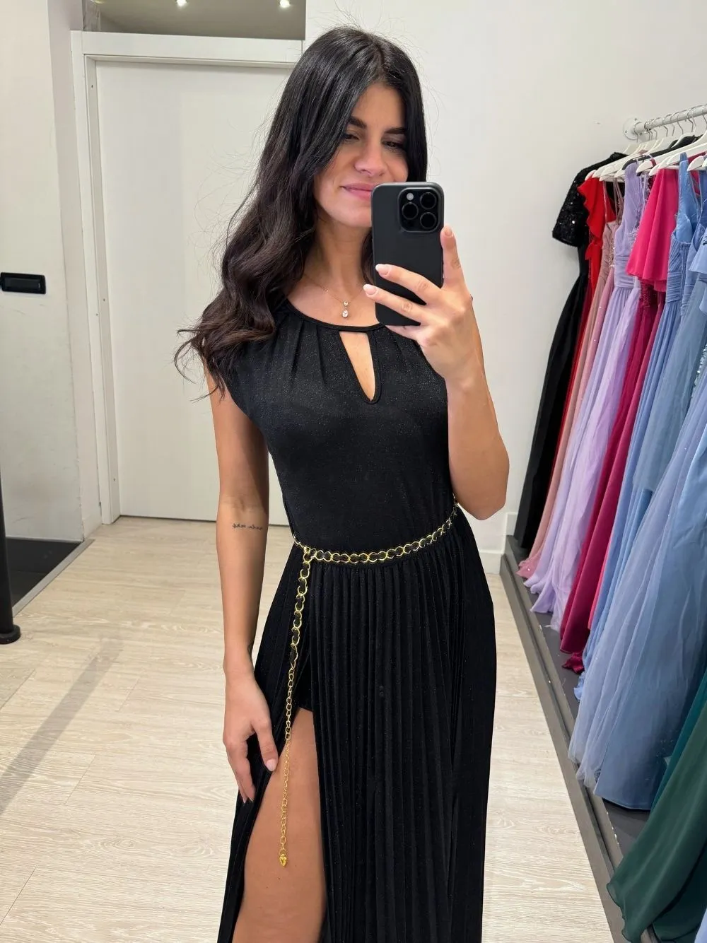 Abito lungo maglia elasticizzata lurex doppio spac