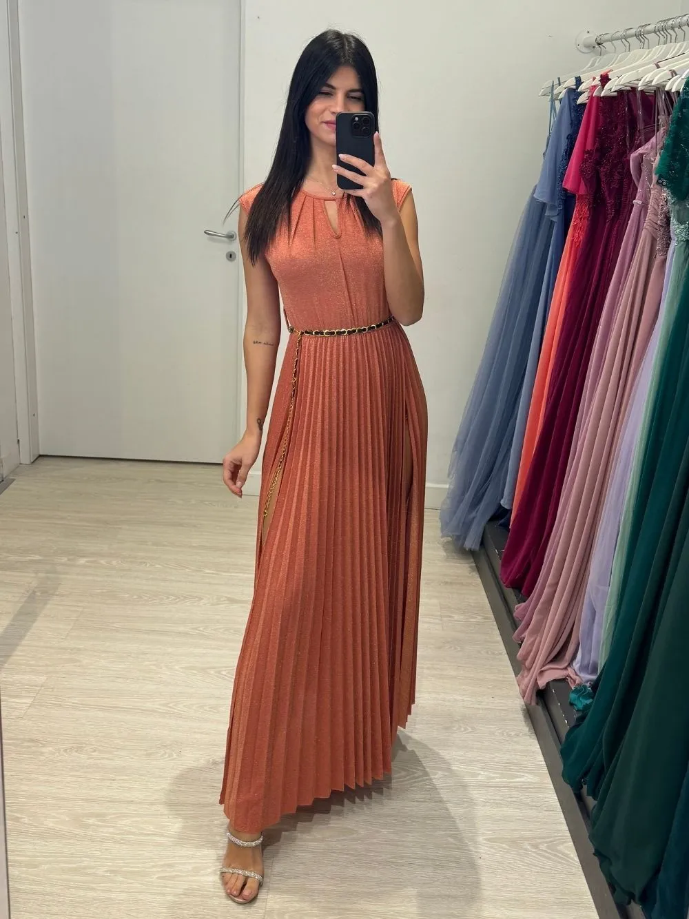 Abito lungo maglia elasticizzata lurex doppio spac