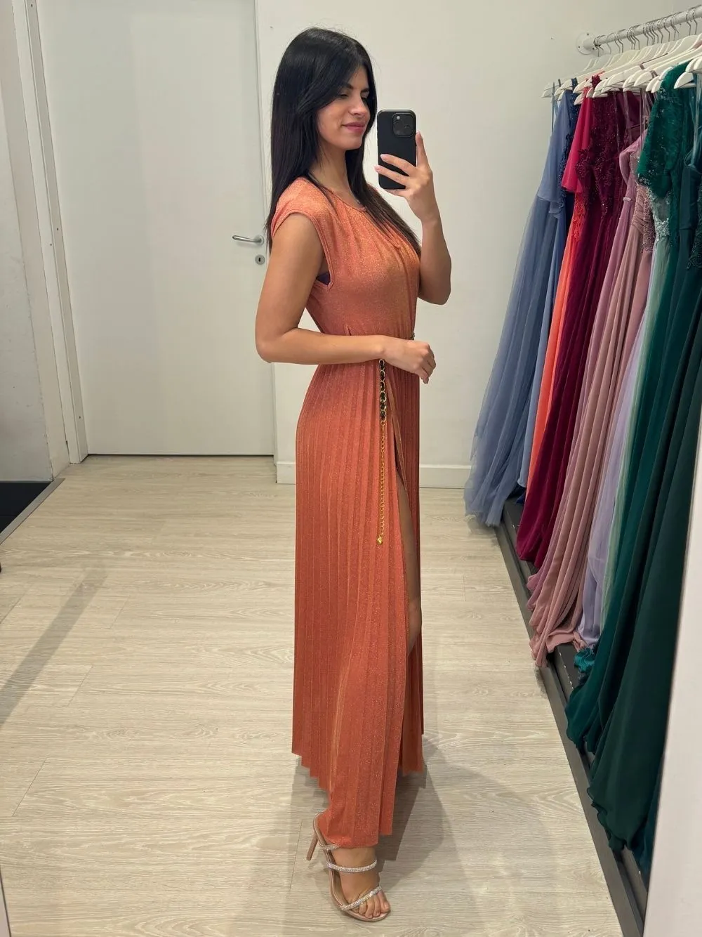 Abito lungo maglia elasticizzata lurex doppio spac