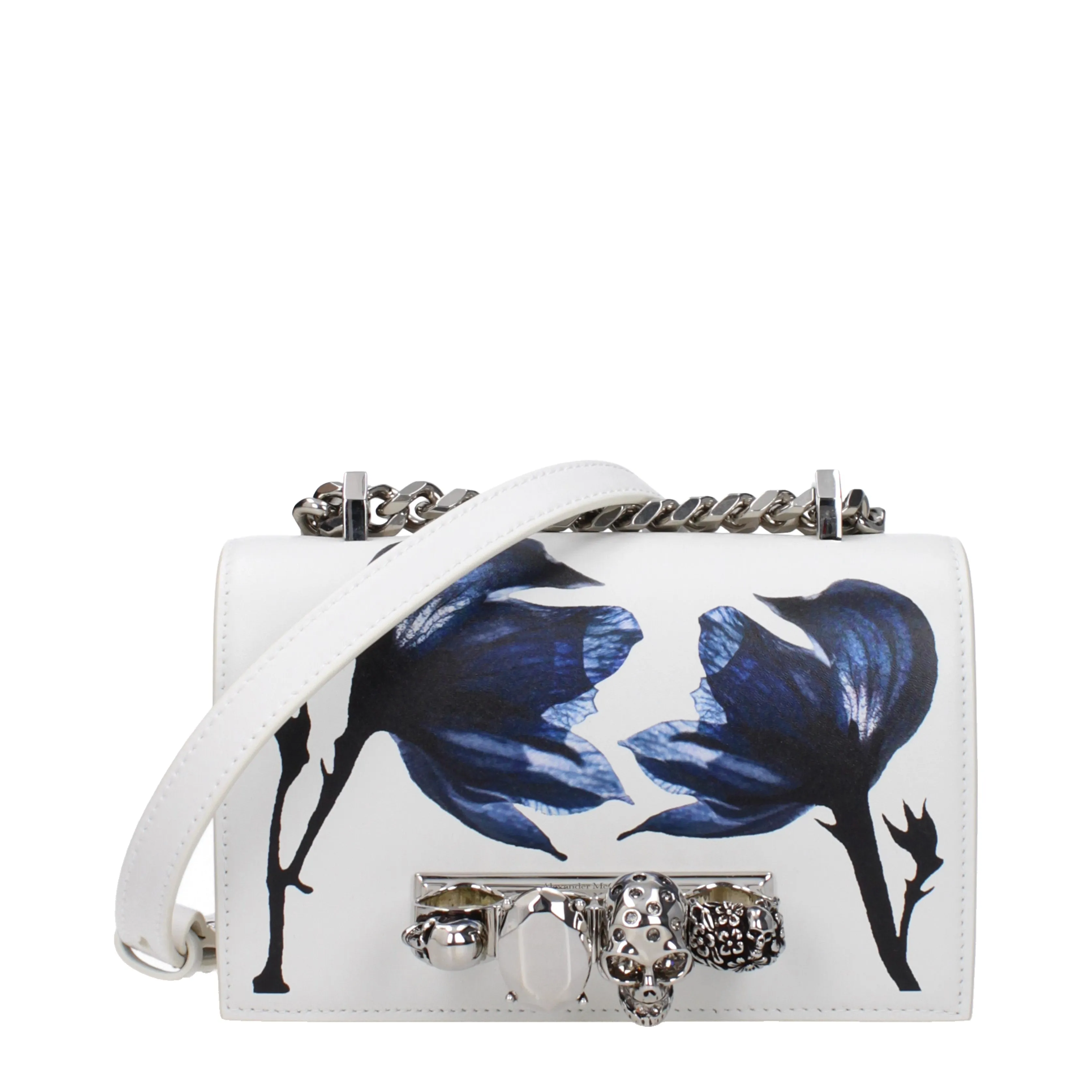 Alexander McQueen Borse a Tracolla Donna Pelle Bianco/Blu