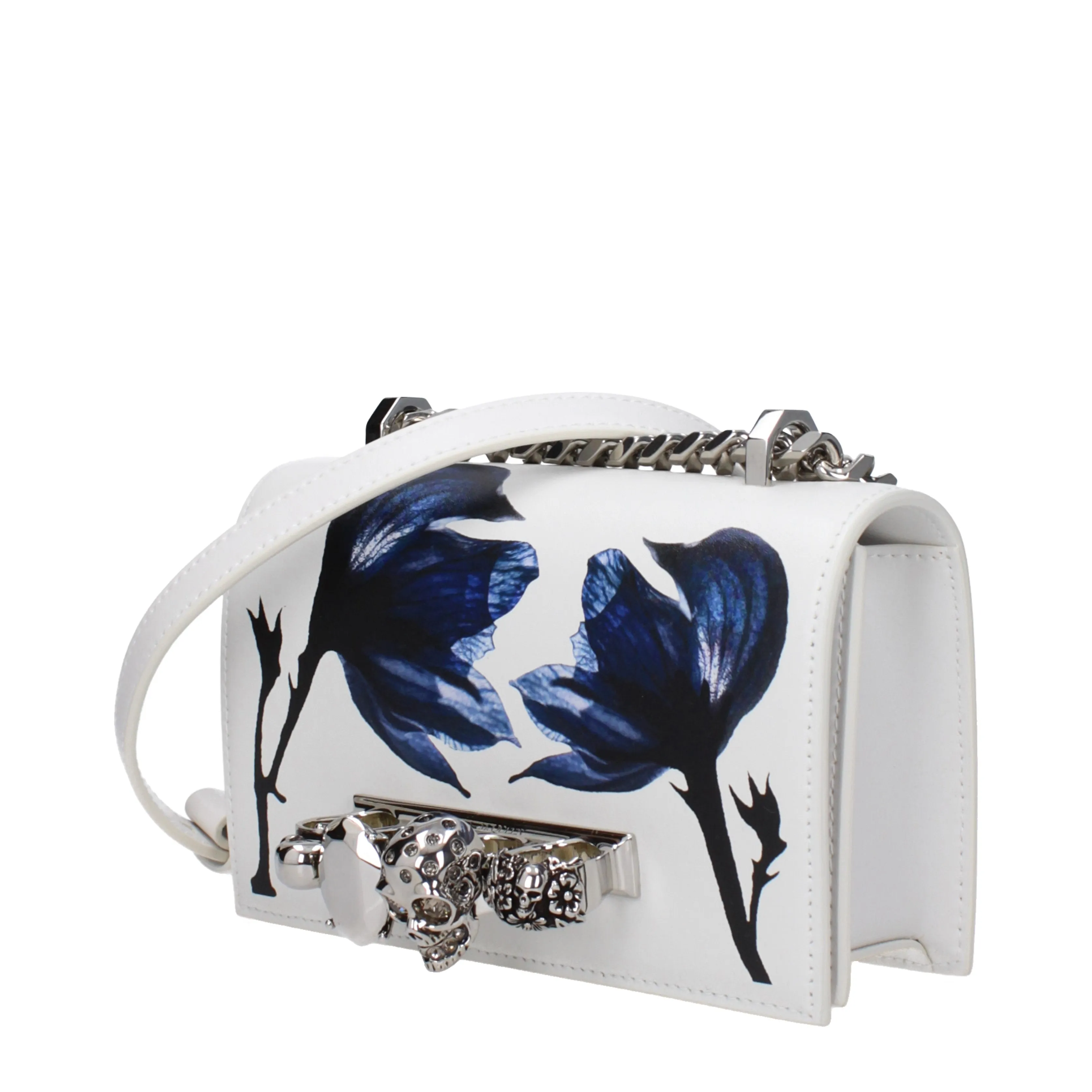 Alexander McQueen Borse a Tracolla Donna Pelle Bianco/Blu