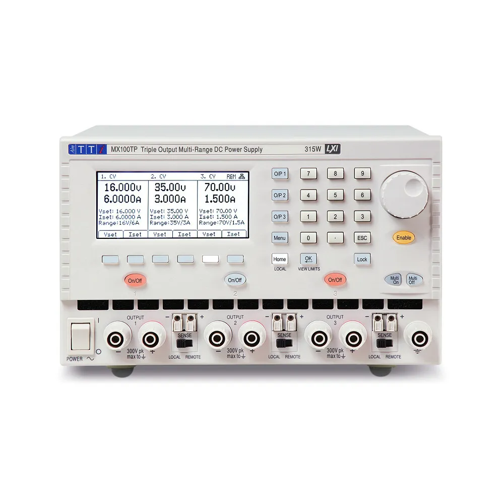 Alimentatore da banco Aim-TTi MX100TP, 3 uscite, 0 → 16V, 0 → 3A, 315W