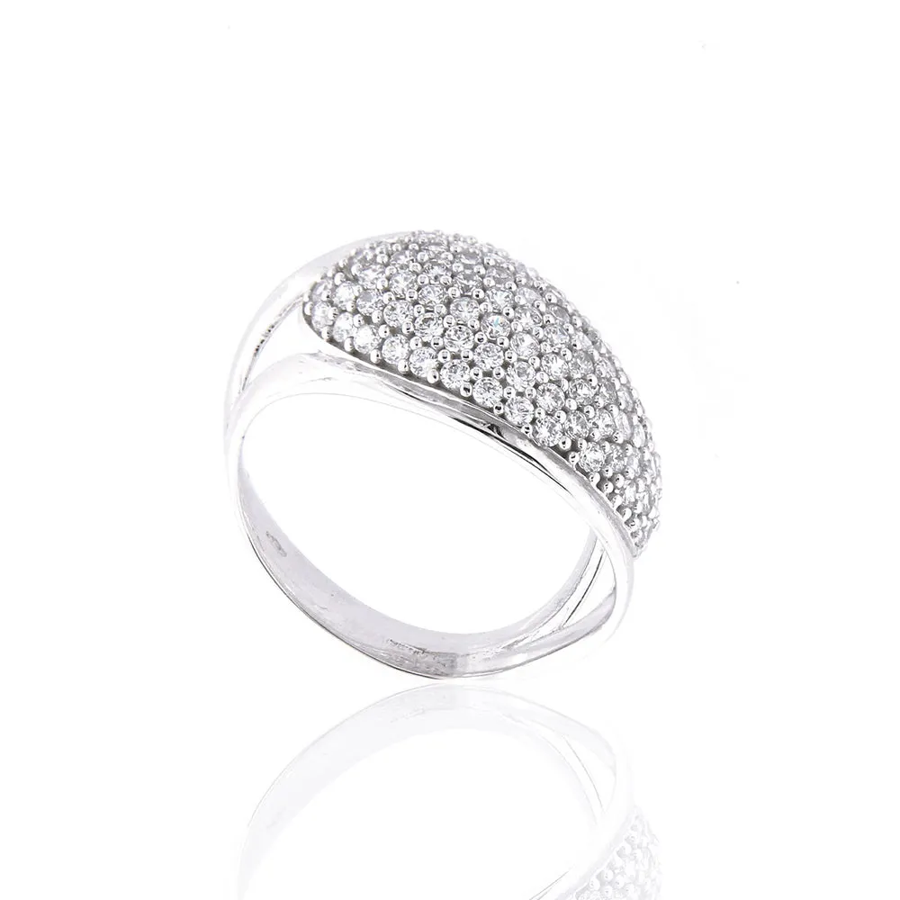 Anello Donna Fantasia in Oro Bianco e Zirconi