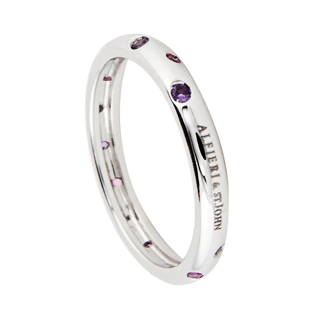 ANELLO IN ORO BIANCO CON DIAMANTI E ZAFFIRI ROSA