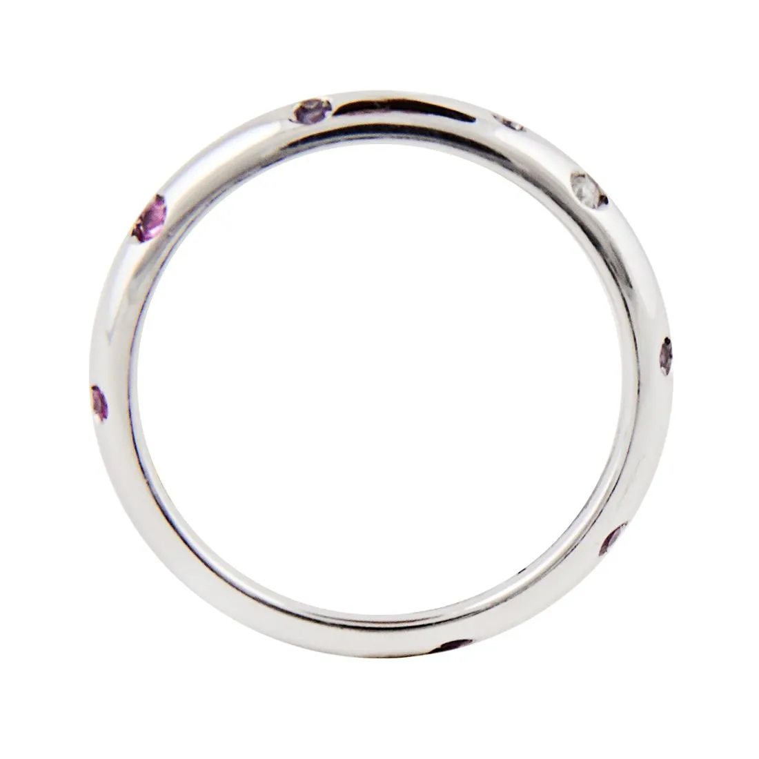 ANELLO IN ORO BIANCO CON DIAMANTI E ZAFFIRI ROSA