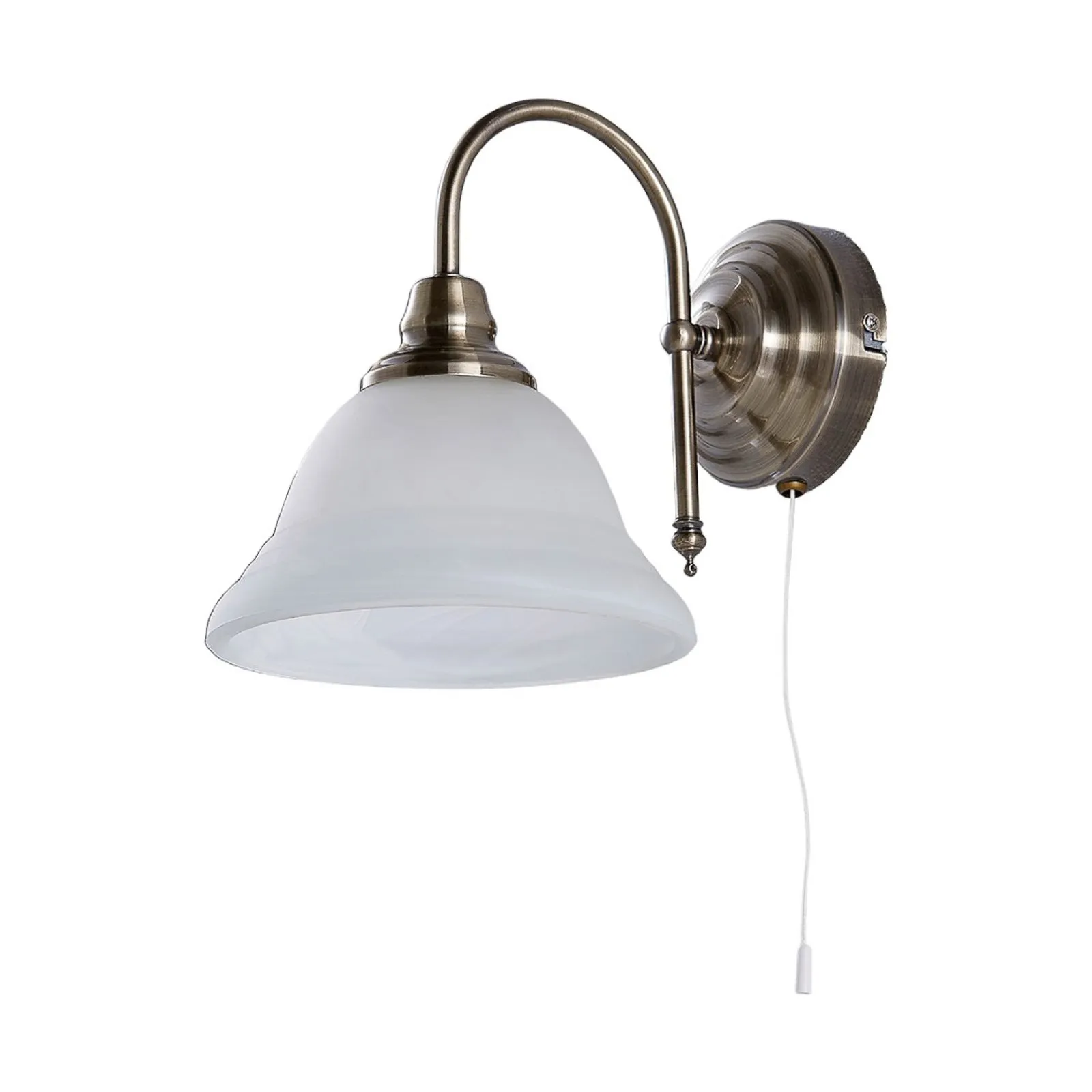 Applique Lindby Hanna, 18 m, ottone antico, metallo, vetro