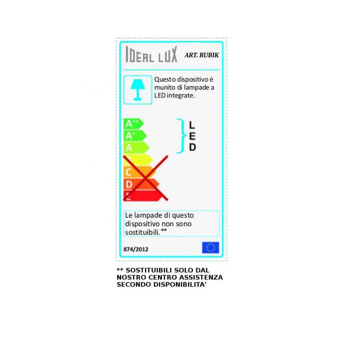Applique moderno Ideal Lux RUBIK AP1 142302 149738 LED IP44 biemissione lampada parete
