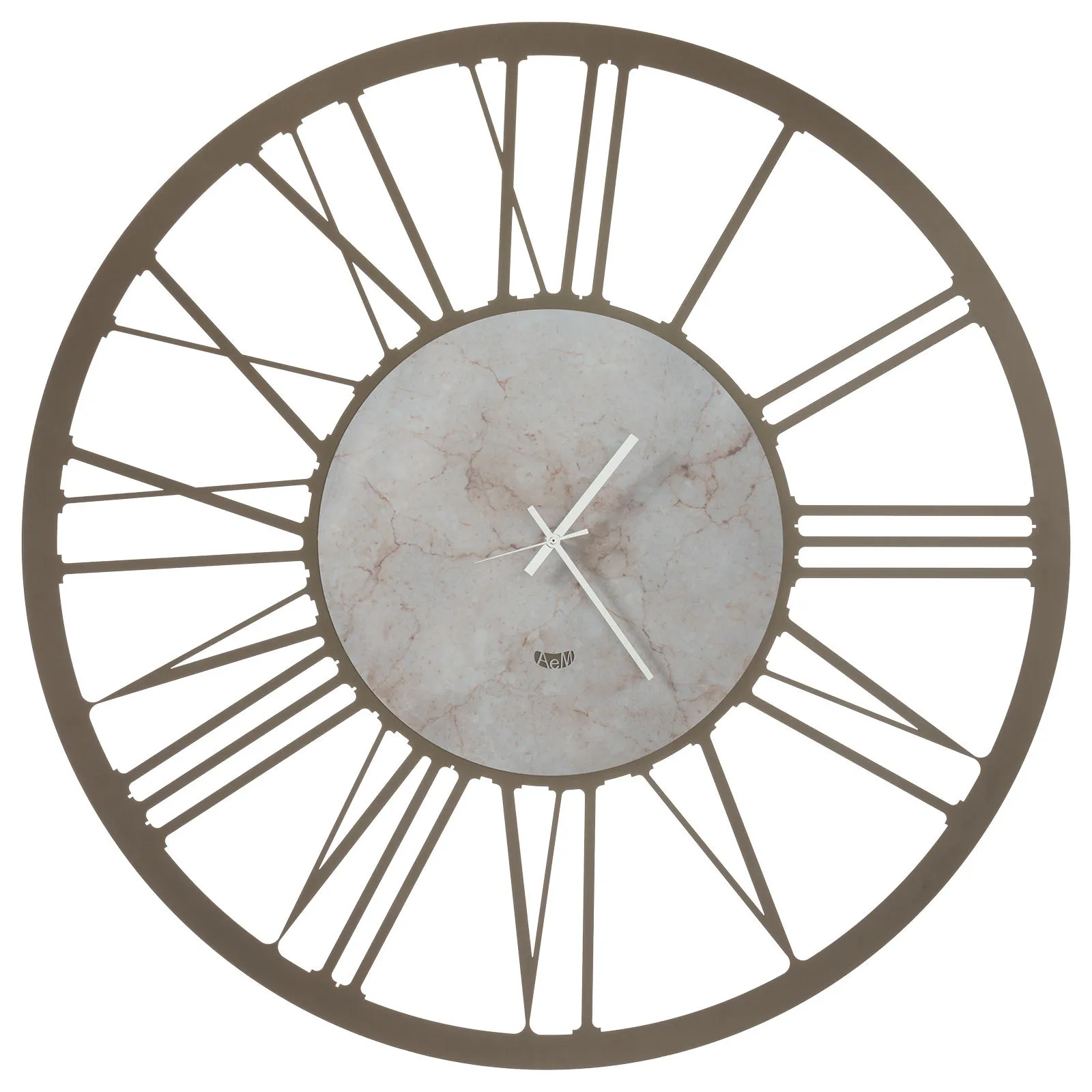 Arti e Mestieri  Orologio da parete grande in metallo rotondo con numeri romani design moderno Marmo