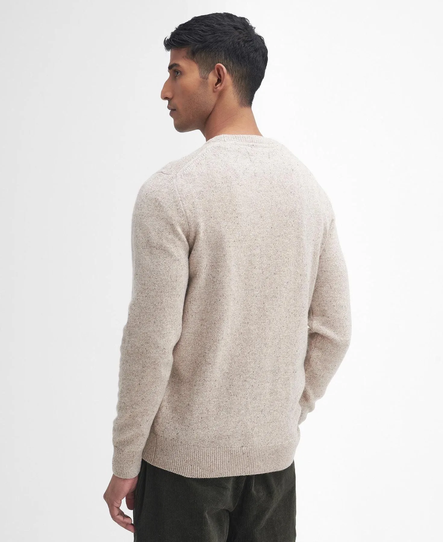 Barbour Maglione Girocollo Beige in Lana Shetland - Tisbury