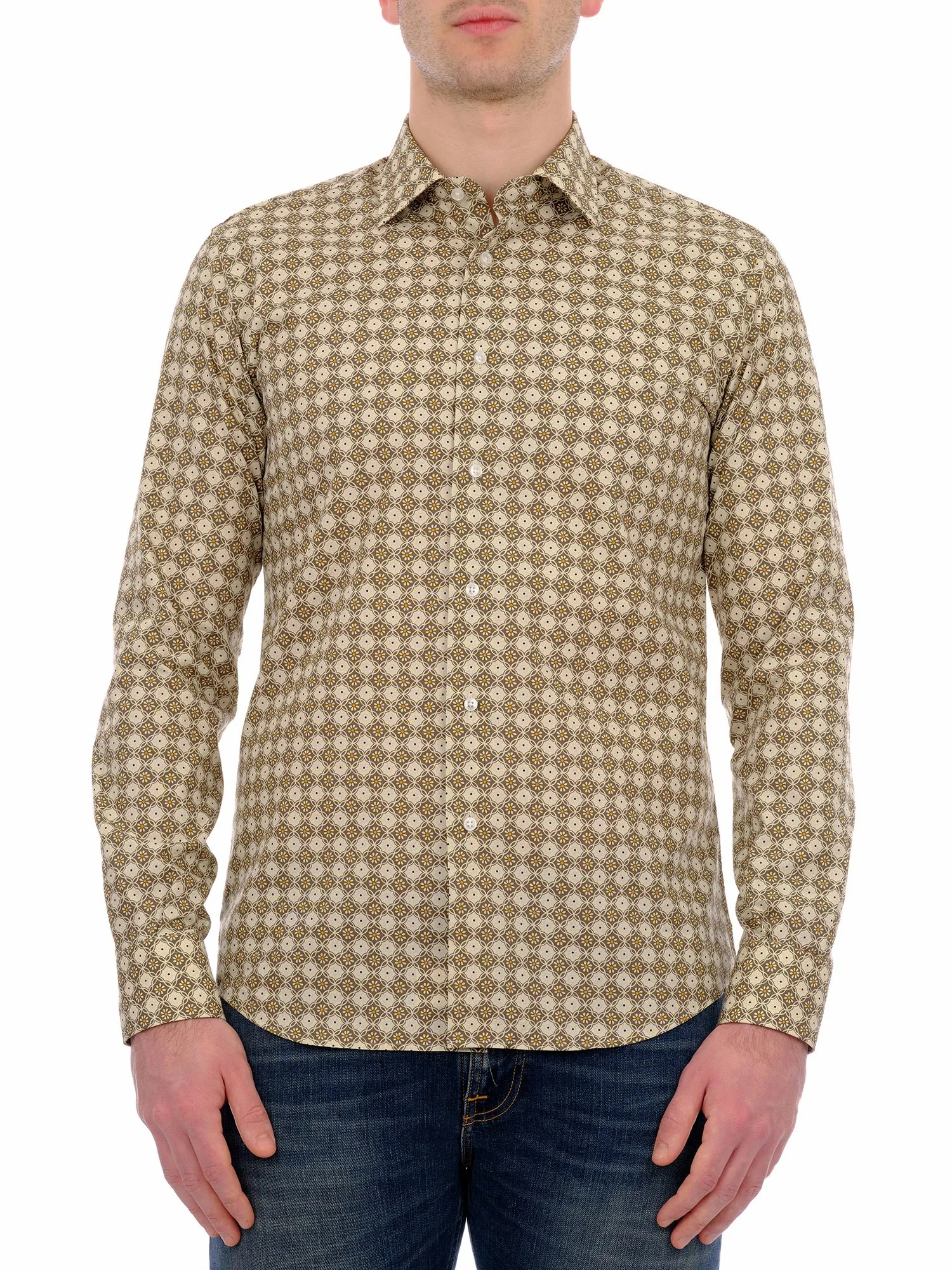 Beige Floral Printed Shirt