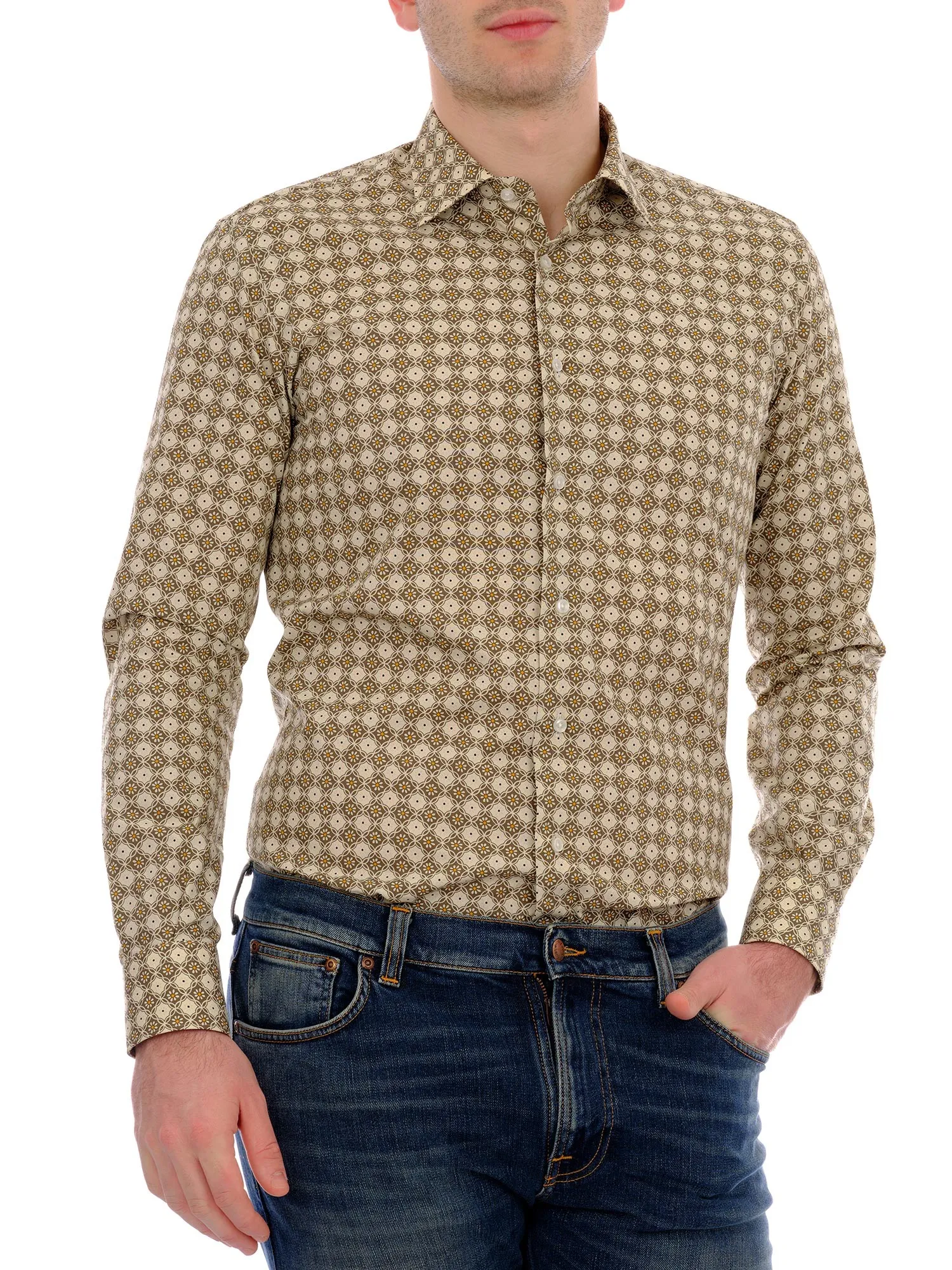 Beige Floral Printed Shirt