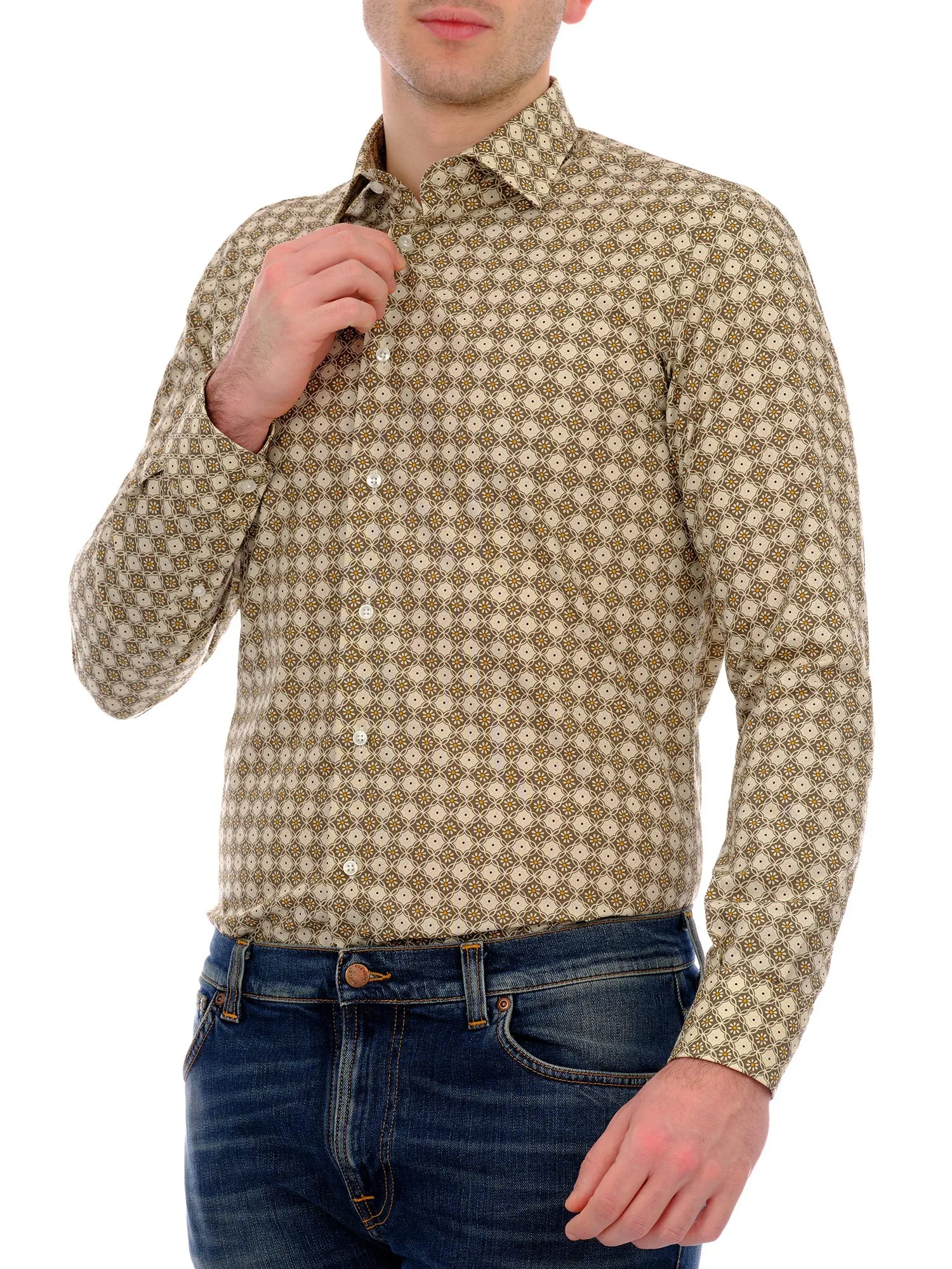 Beige Floral Printed Shirt