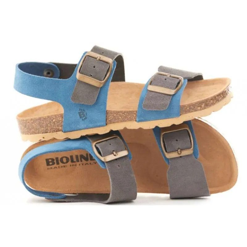 Bioline-saty Bioline Saty 751 Nabucco Grigio/Pavone Sandalo 2 Fibbie Junior