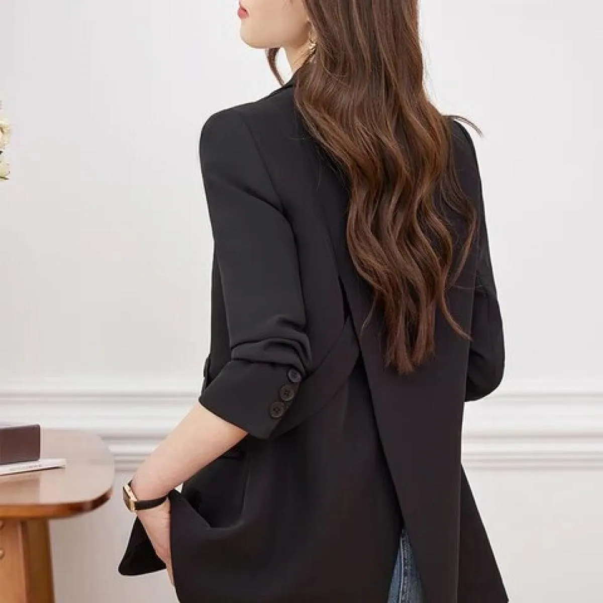 Blazer casual da donna alla moda Cappotto rosa caffè nero femminile manica lunga bottone singolo blazer da donna allentati