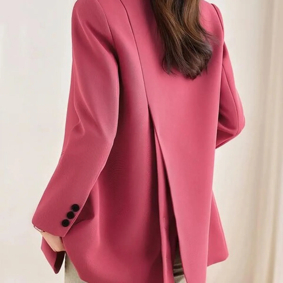 Blazer casual da donna alla moda Cappotto rosa caffè nero femminile manica lunga bottone singolo blazer da donna allentati
