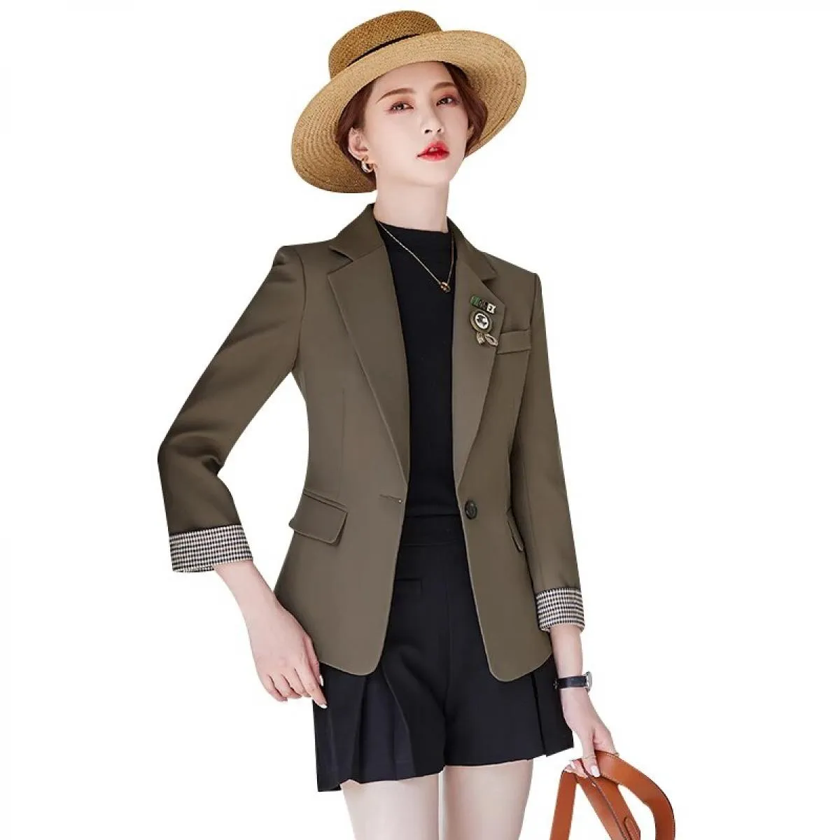Blazer da donna slim primavera autunno nuovo arrivo moda donna grigio nero albicocca caffè cappotto giacca slim femminile