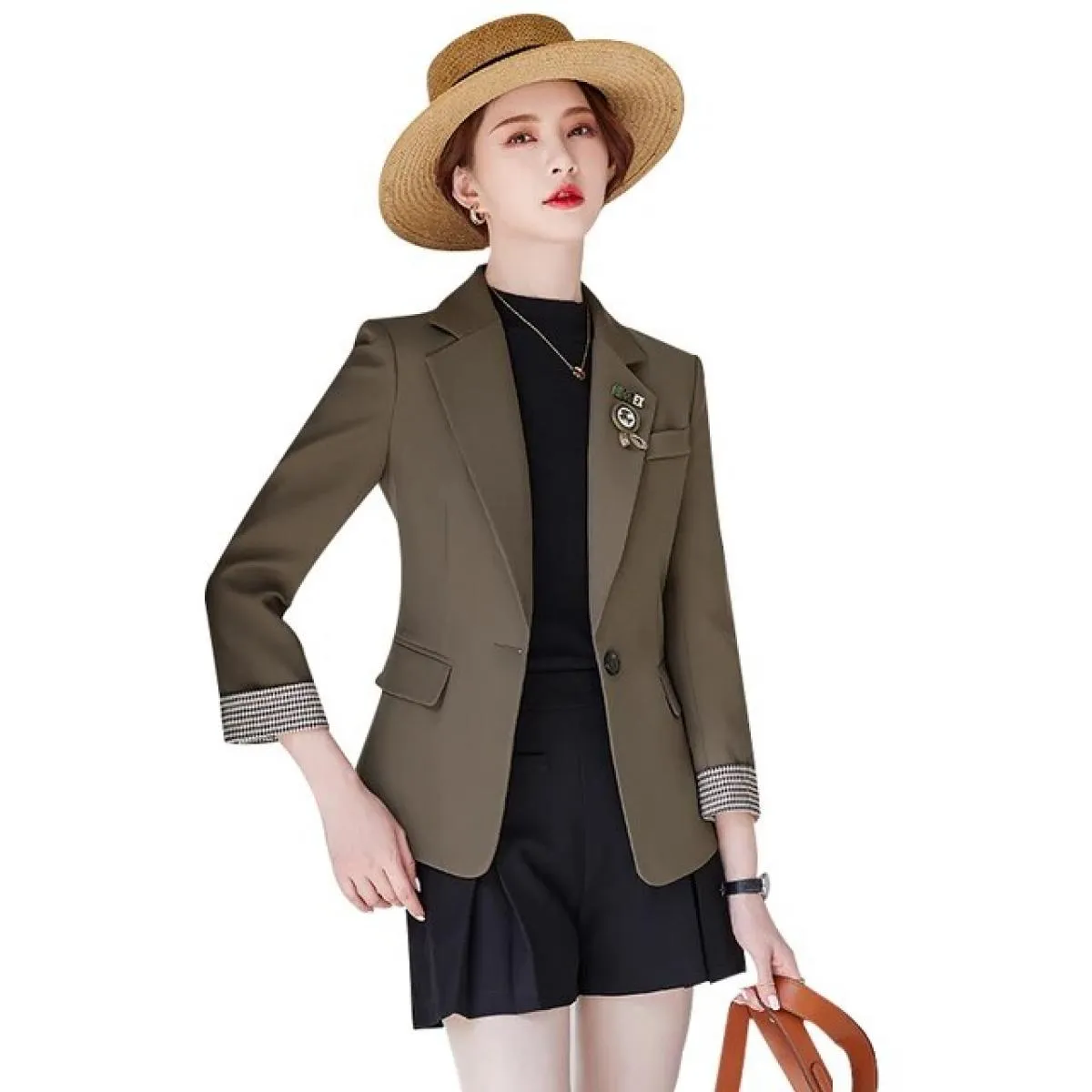 Blazer da donna slim primavera autunno nuovo arrivo moda donna grigio nero albicocca caffè cappotto giacca slim femminile