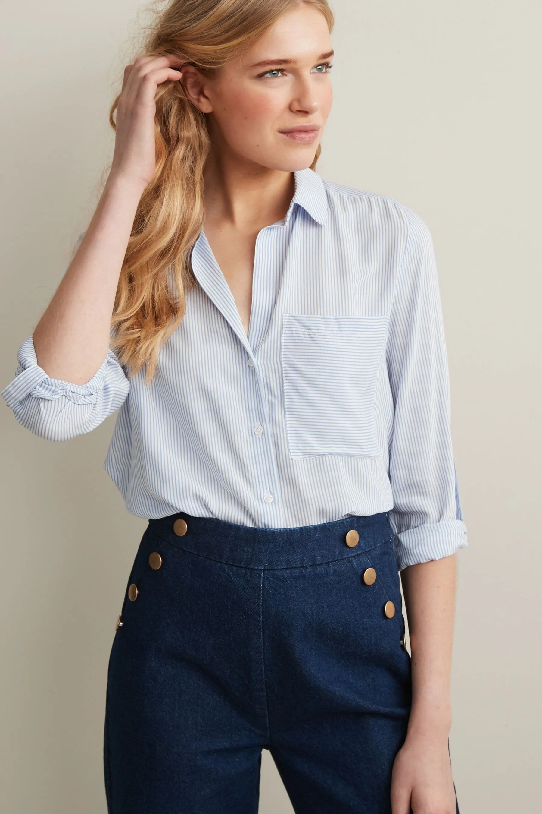 Blu/Bianco  - A righe Manica lunga - Camicia elegante
