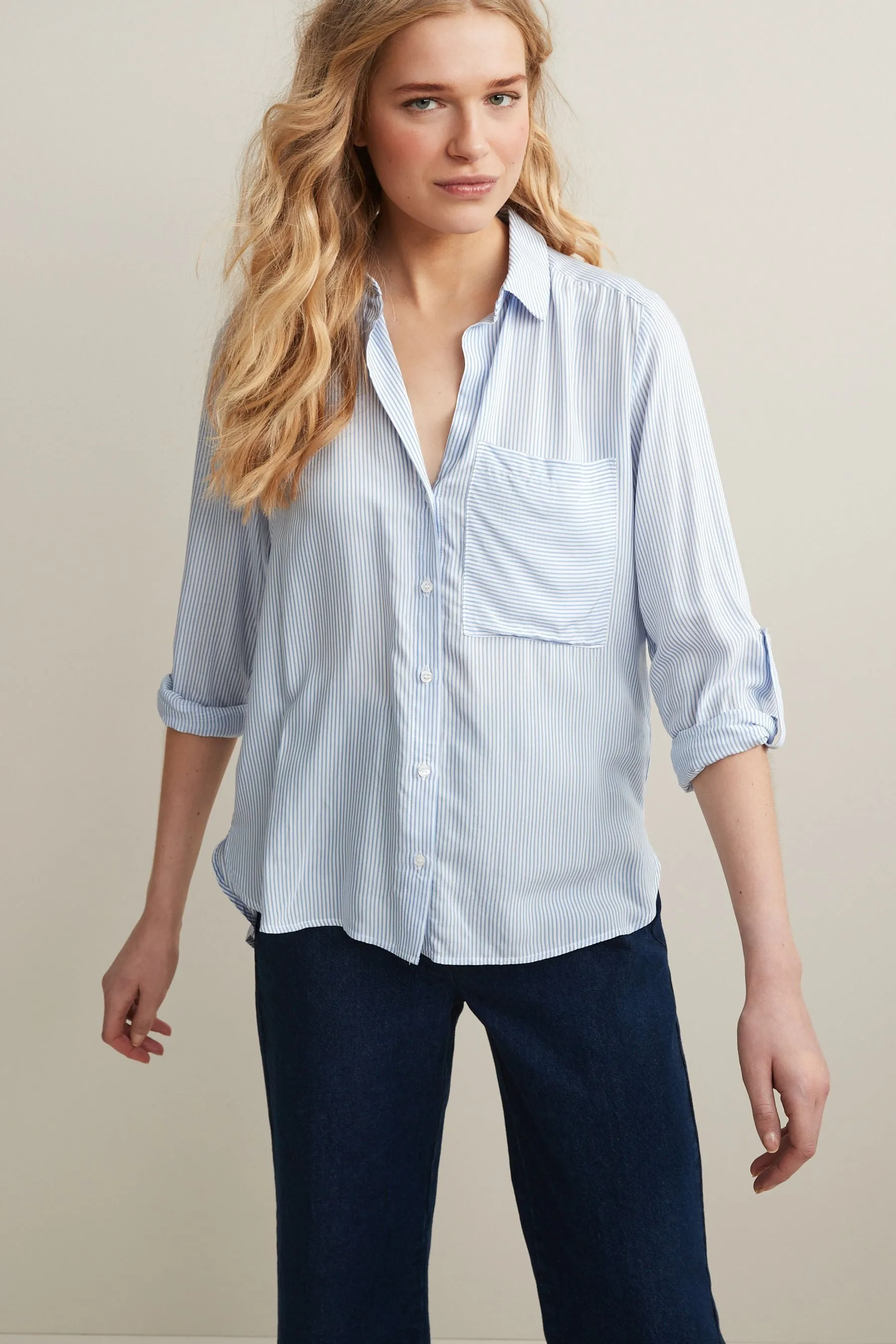 Blu/Bianco  - A righe Manica lunga - Camicia elegante