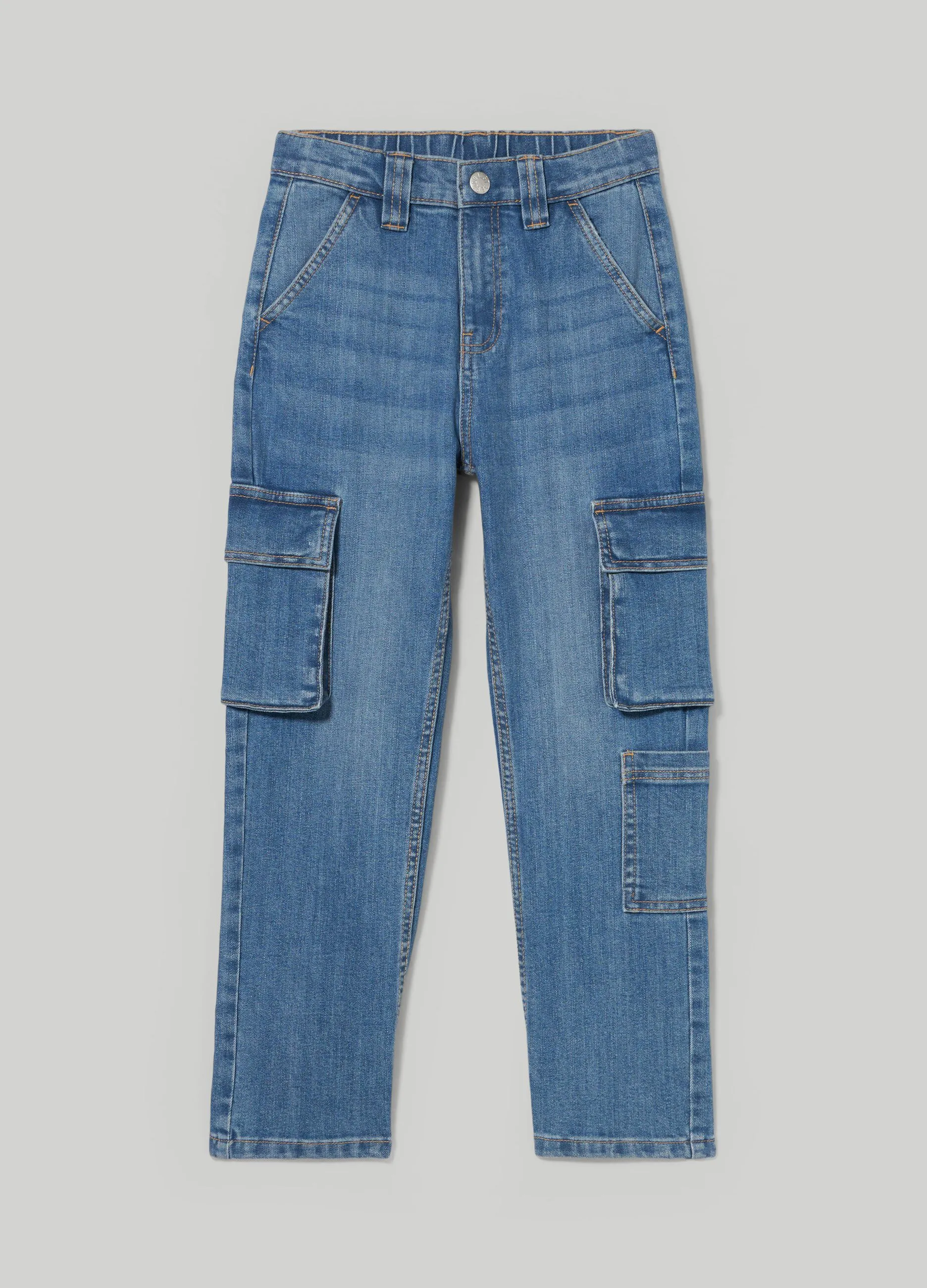 BLUKIDS  Denim cargo in denim stretch ragazzo