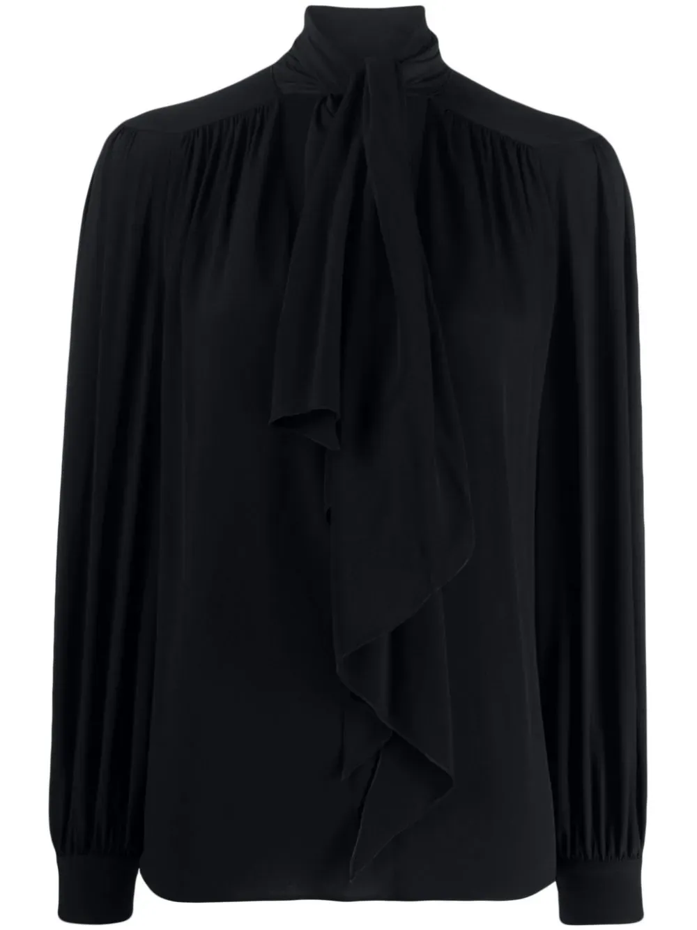 BLUSA NERA IN MISTO SETA